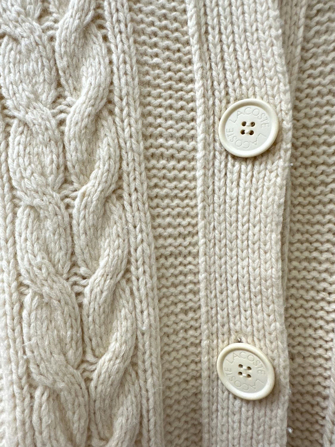 일본빈티지 라코스테 꽈배기 케이블 후드 니트 가디건 집업 상품이미지3