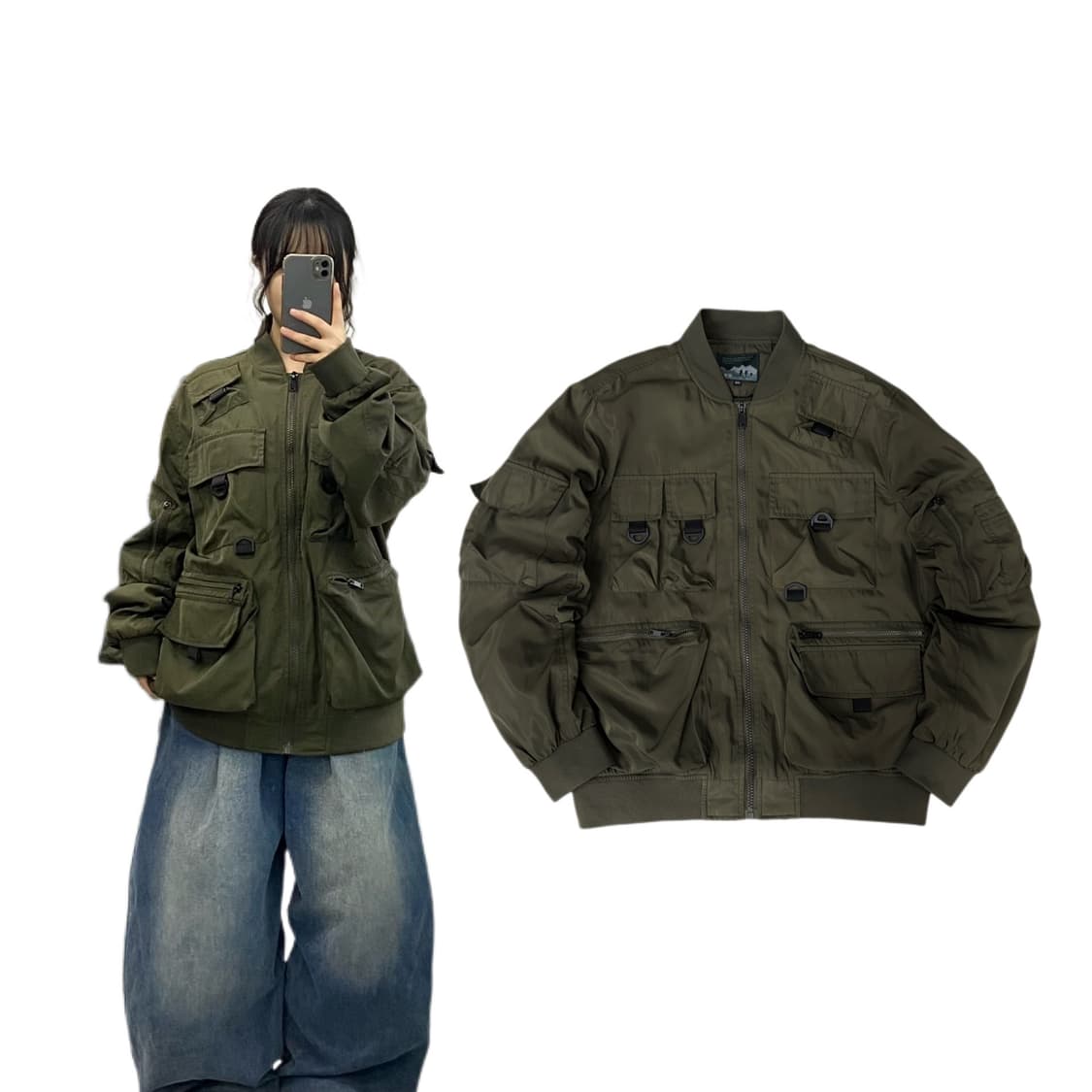 멀티포켓 테크니컬 바람막이 자켓 카키 상품이미지1