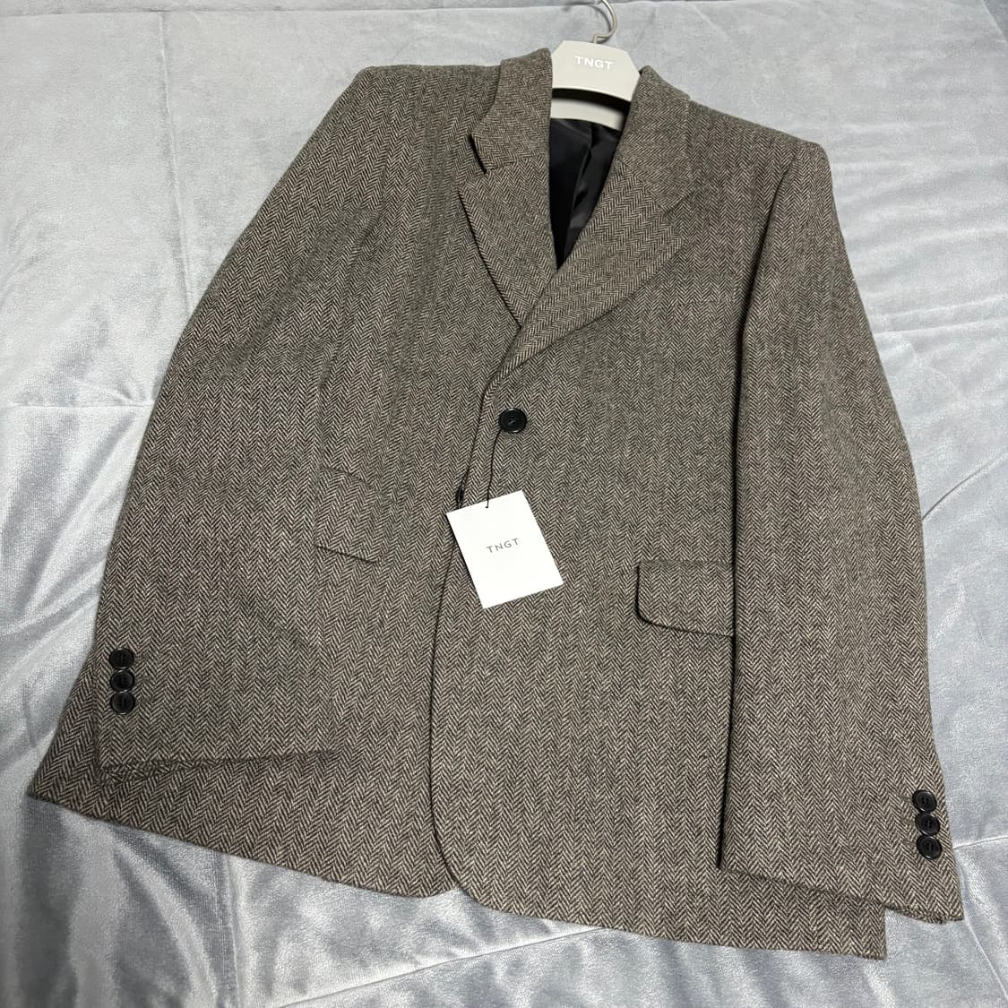 tngt 헤링본 테일러드 자켓 새상품 라이트브라운 95사이즈 상품이미지3