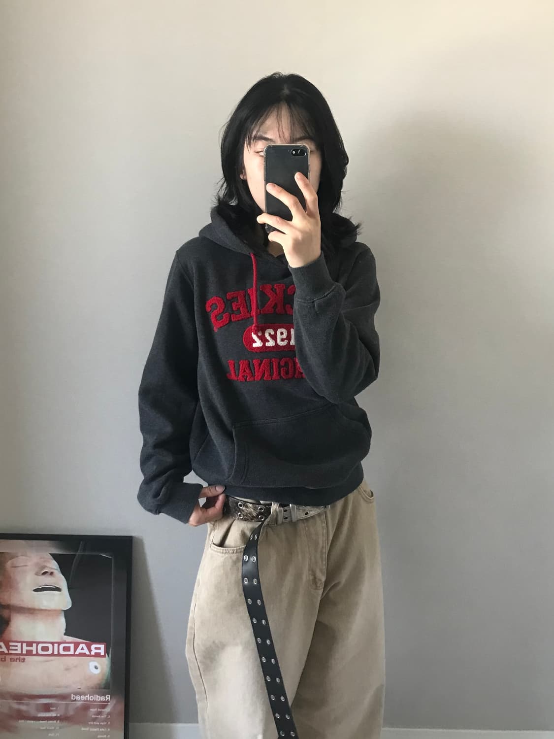 디키즈 중앙 자수 로고 차콜 후드티 상품이미지4