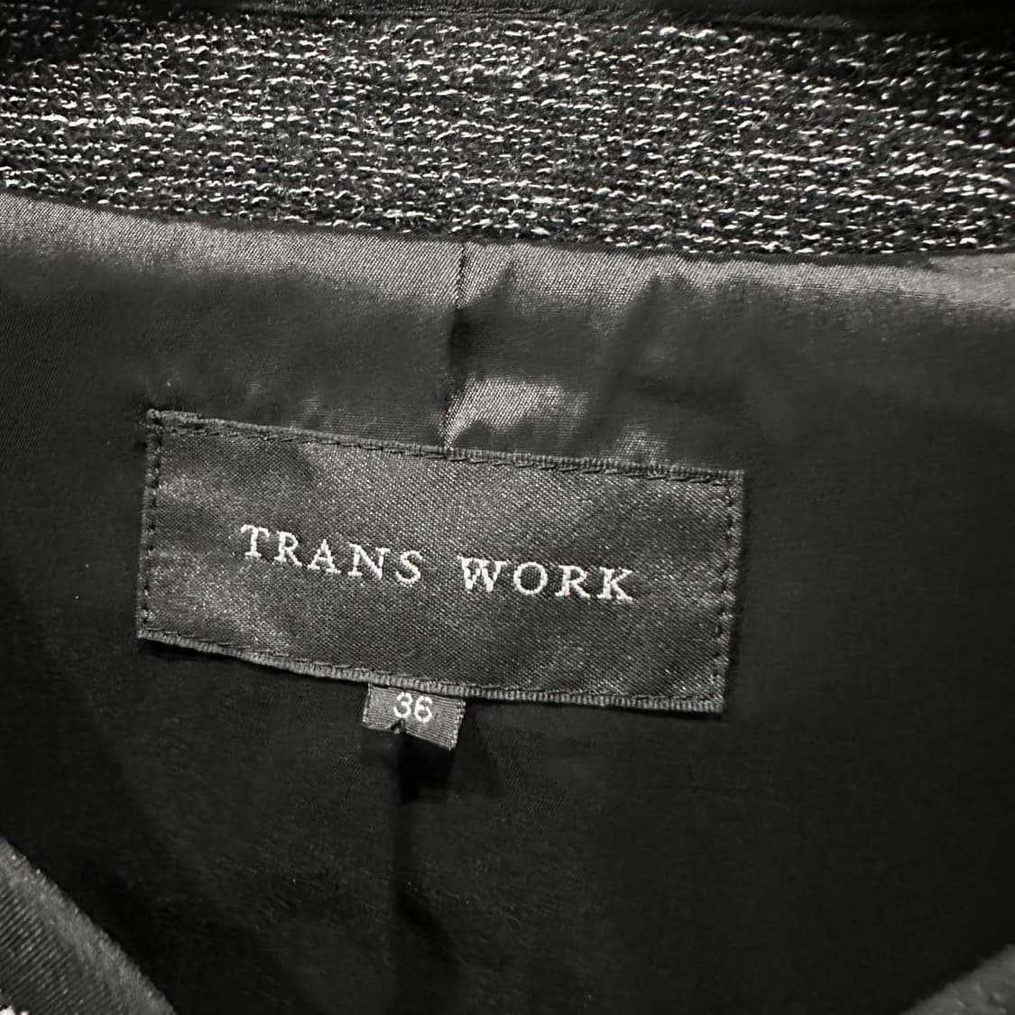 JPN VINTAGE 크롭 트위드 자켓 노카라 슬림핏 페플럼 디테일 차콜 상품이미지5