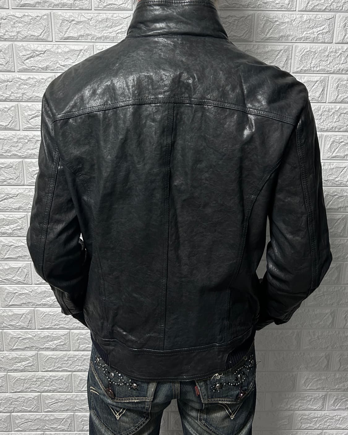 송지오 웨이브 포켓 램스킨 자켓 상품이미지2