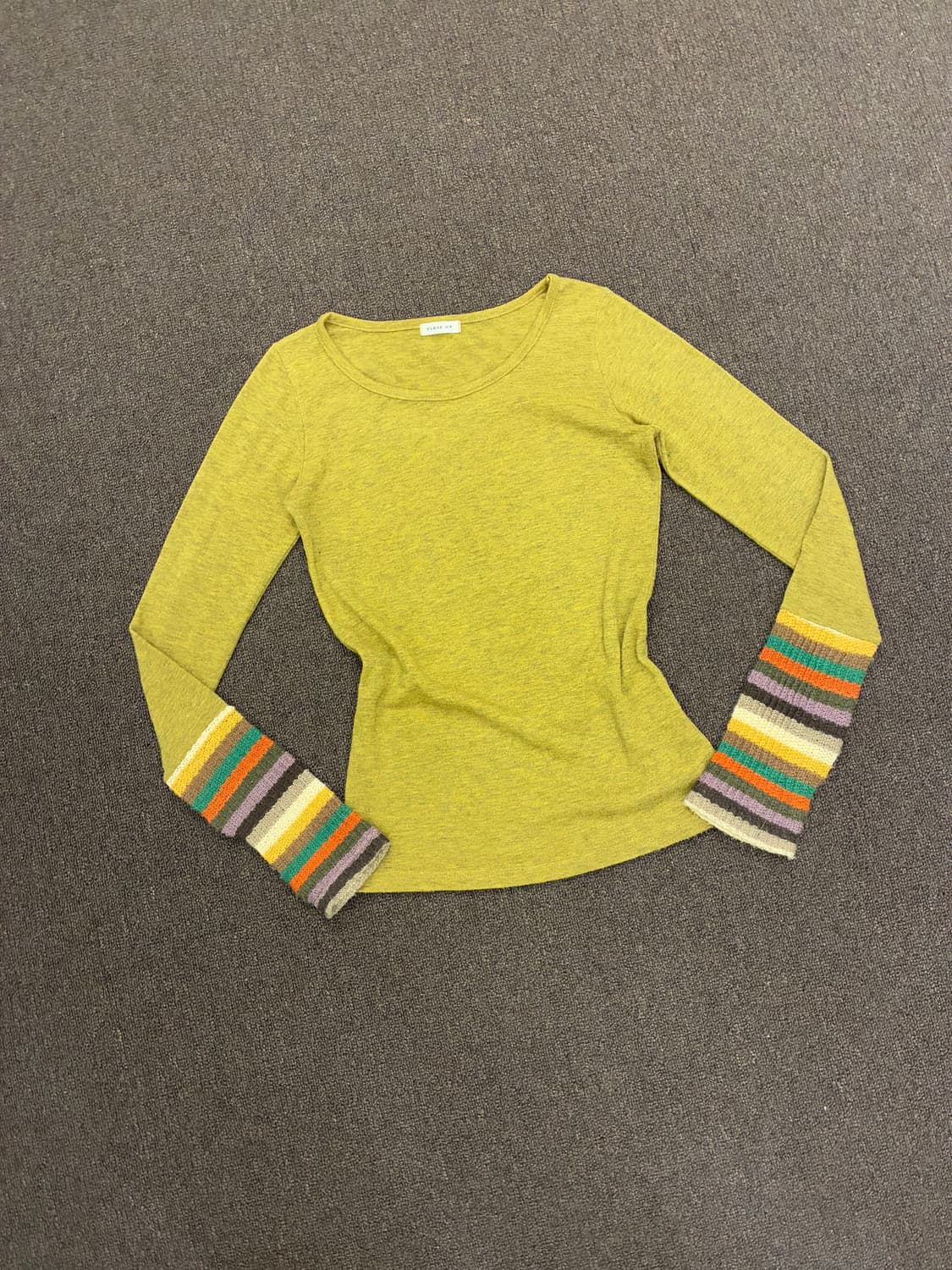 OS)Japanese vintage 여성 니트 소매 배색 롱 슬리브 상품이미지4