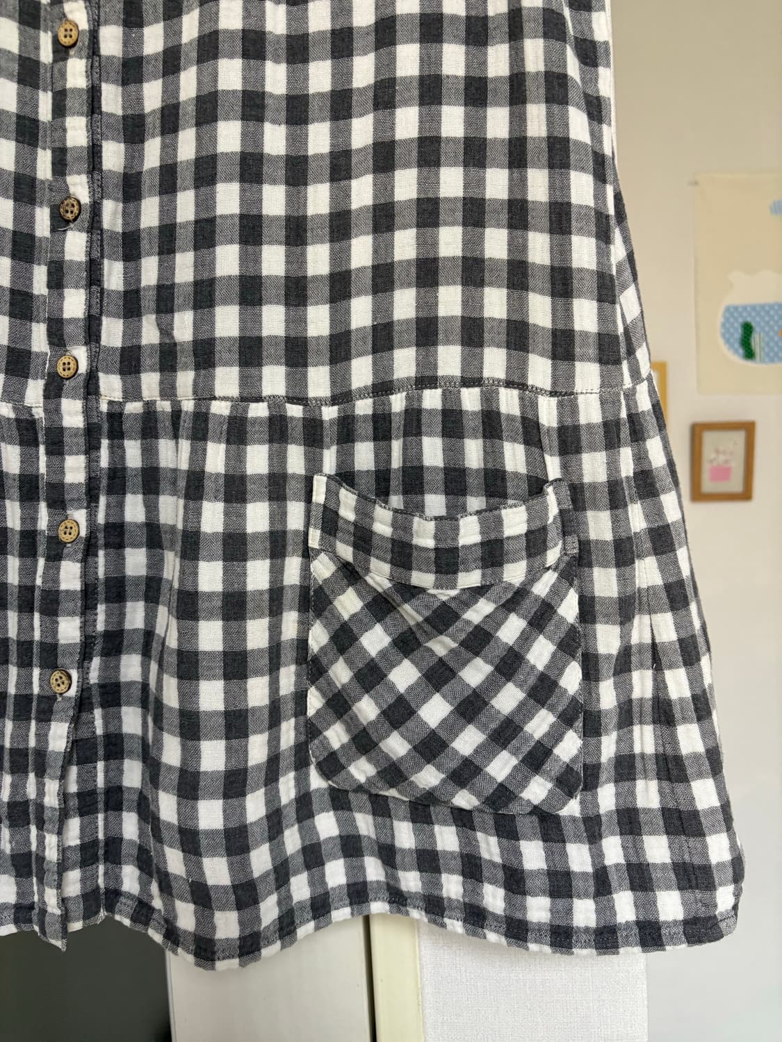 그레이 체크 반소매 탑  상품이미지4