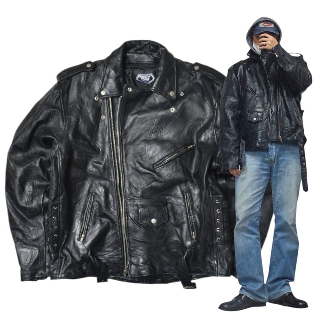 90S 버팔로 가죽 라이더 자켓 N1160 상품이미지1