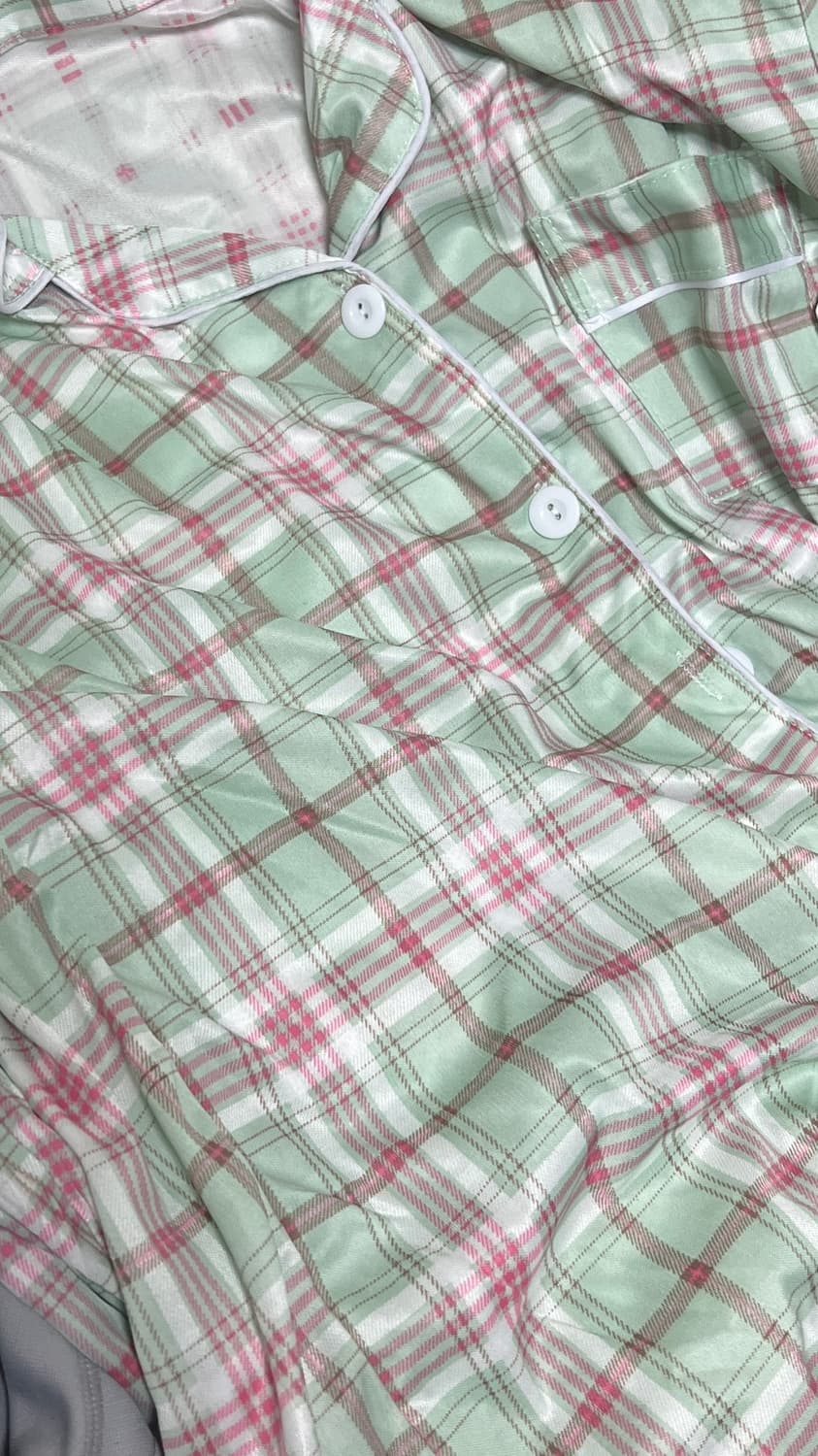 여성 긴팔 체크잠옷 상품이미지1