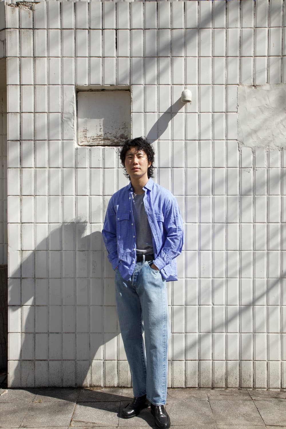 PORTER CLASSIC 롤업 C/L 셔츠 블루 상품이미지10