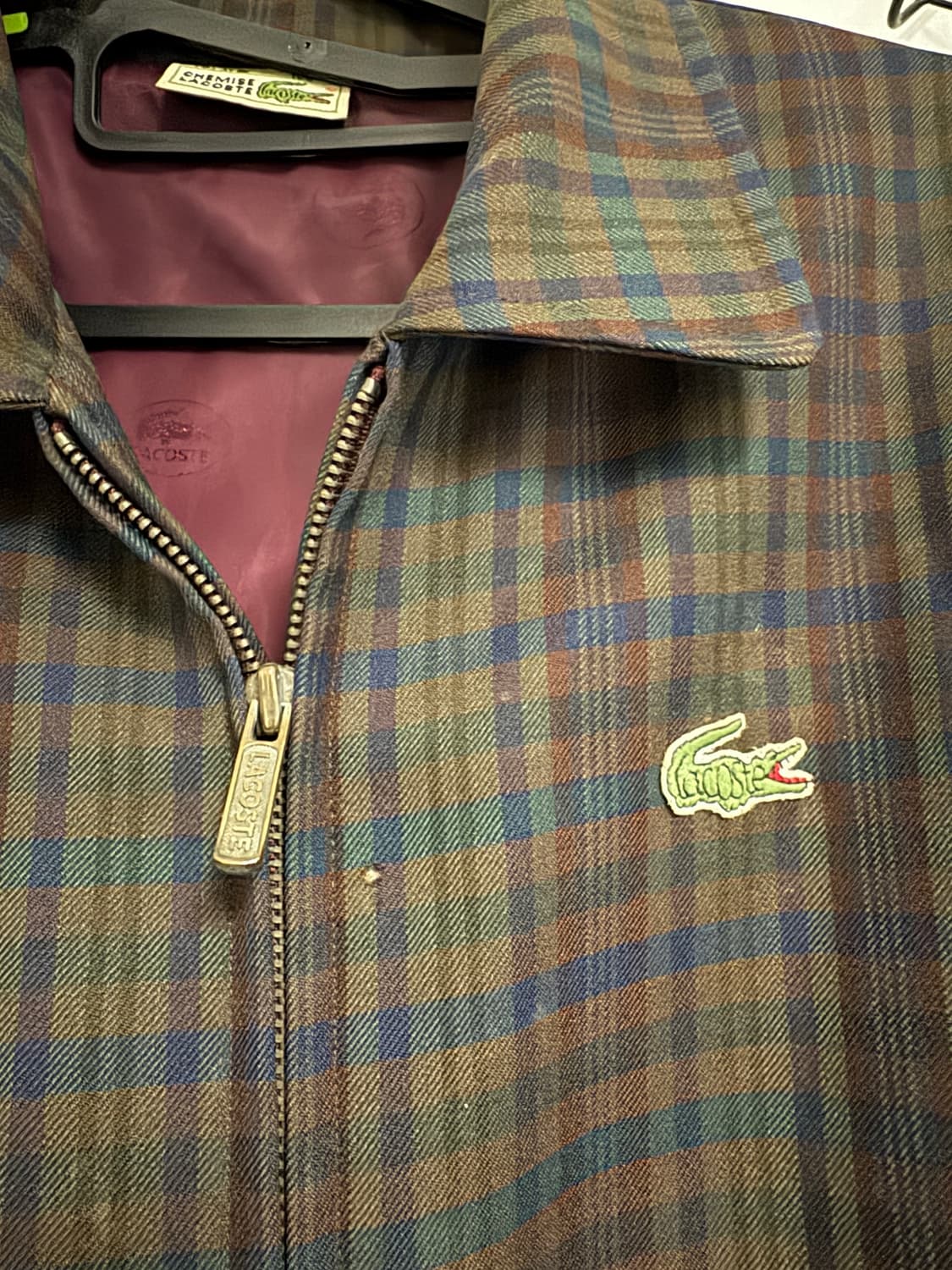 희귀!! 정품 라코스테 레트로 울 체크 블루종 집업 자켓 상품이미지5