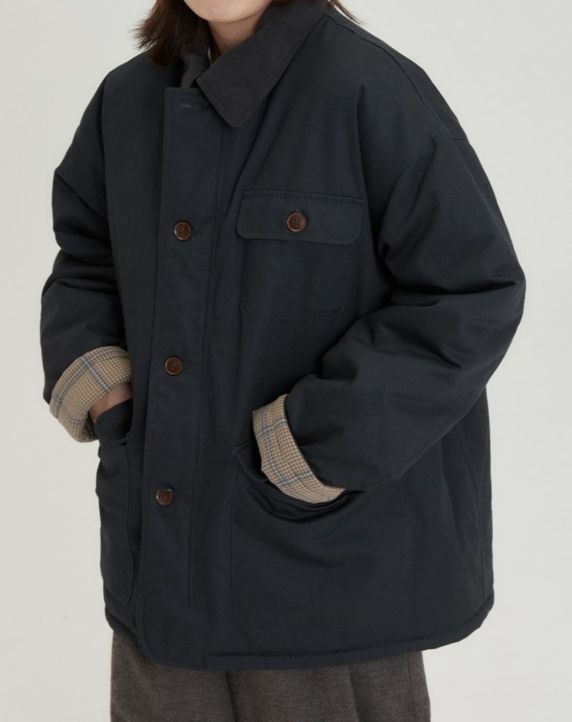 BAONHAUS-칼렌 체크 리버시블 코듀로이 점퍼 상품이미지4