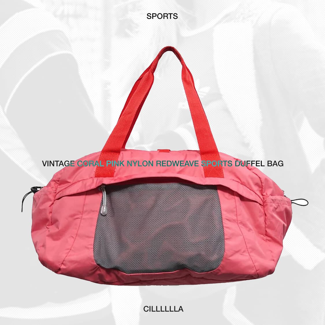 빈티지 코랄 핑크 나일론 레드위빙 스포츠 더플백 상품이미지1