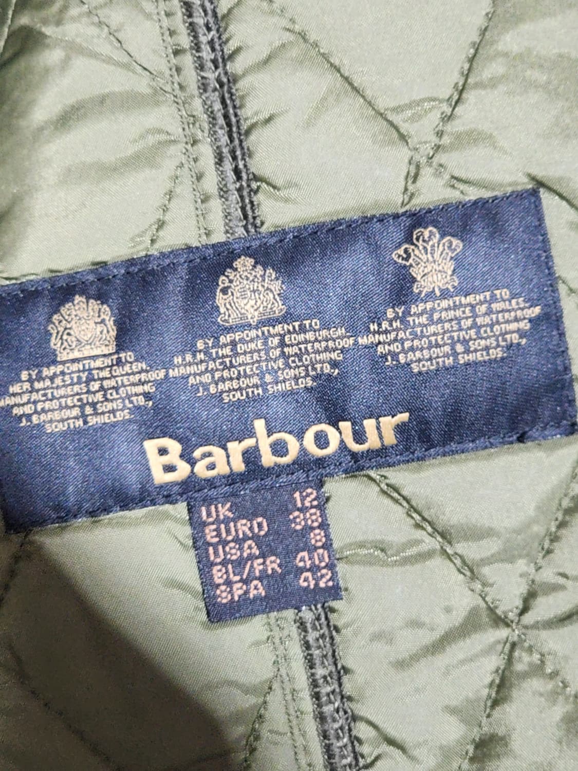 (M) 바버 인터내셔널 퀼팅자켓 카키 누빔점퍼 매장판  상품이미지4