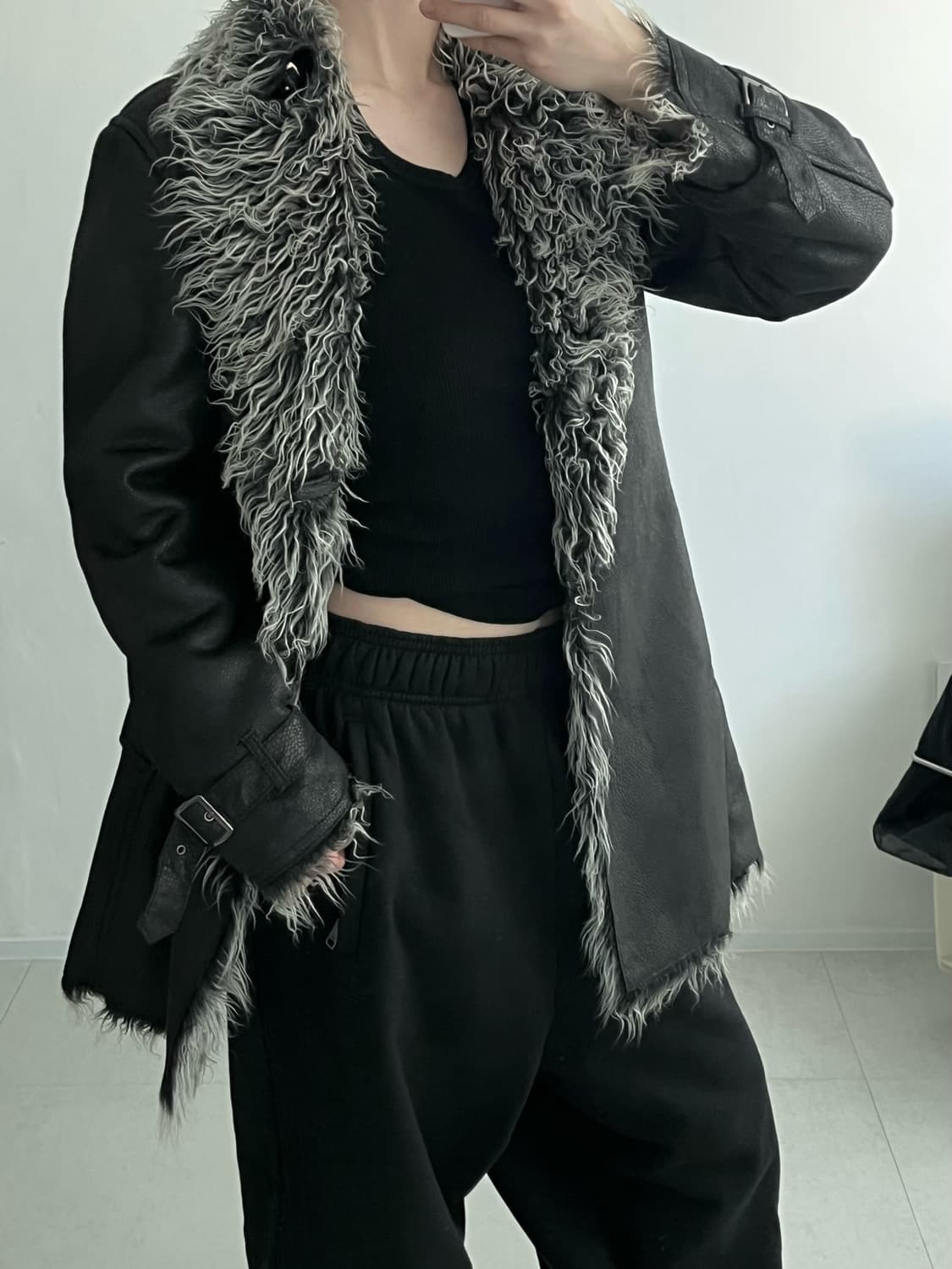 Faux Shearling Leather Coat 상품이미지2