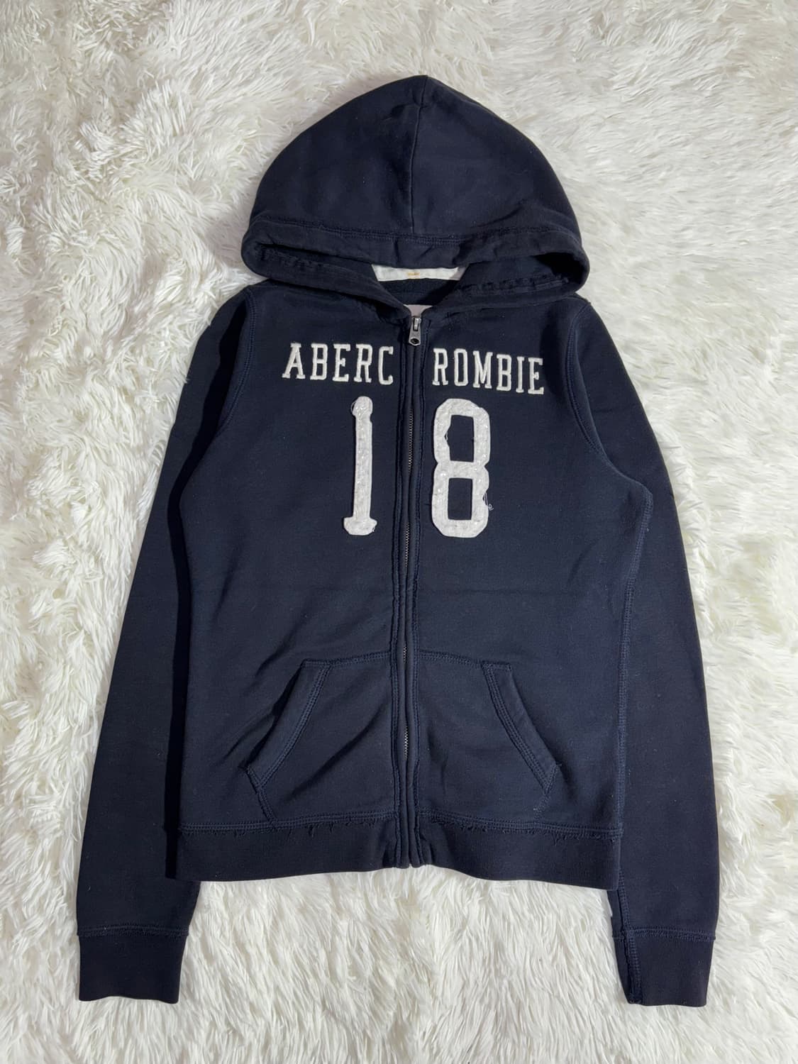아베크롬비 다크네이비 빅로고 후드집업 상품이미지3