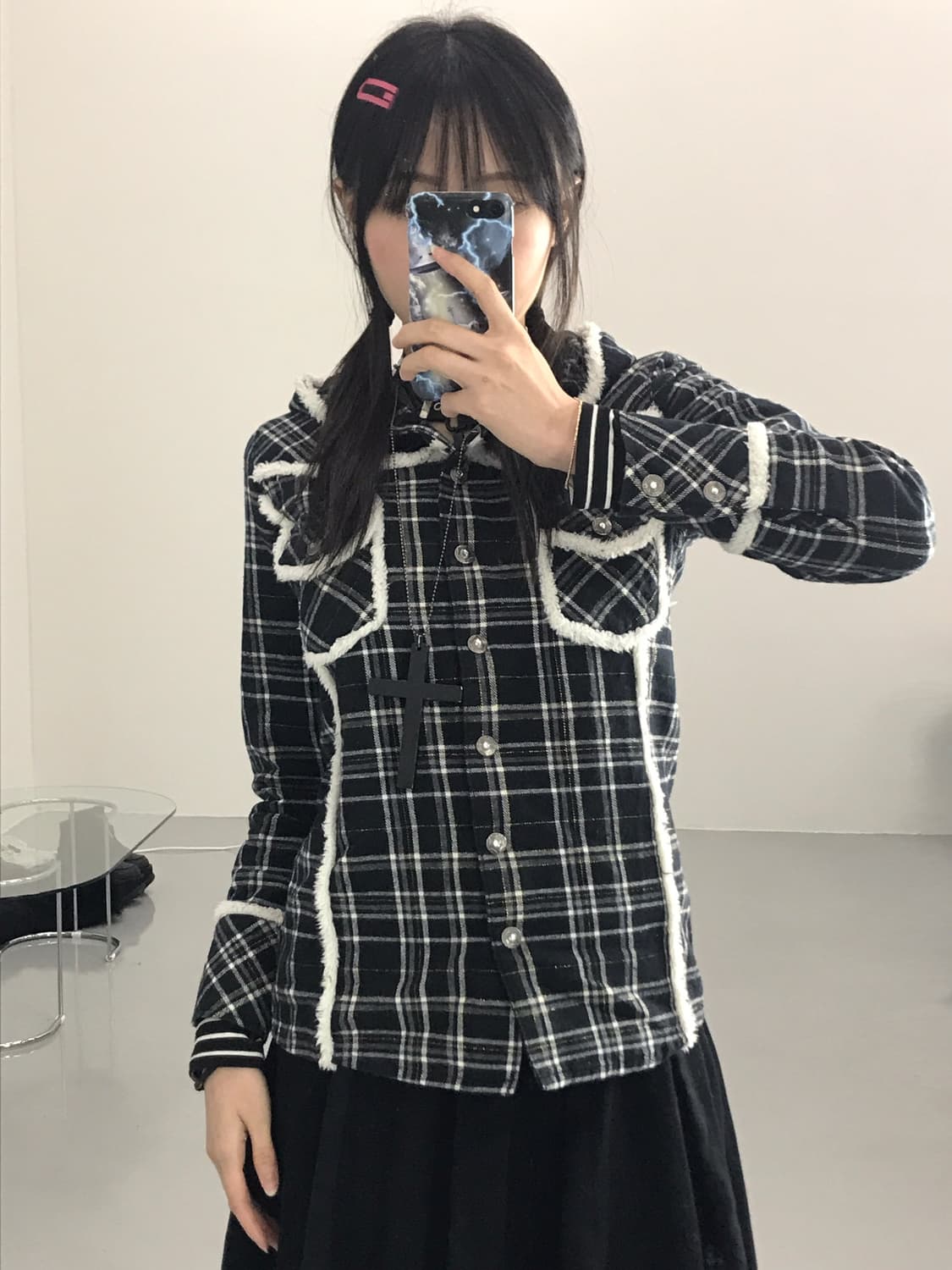 Jpn Checked Shirts Hoodie 상품이미지2