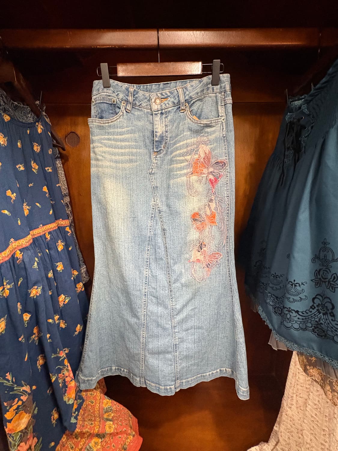 jpn vintage Butterfly Embroidery Skirt 상품이미지1