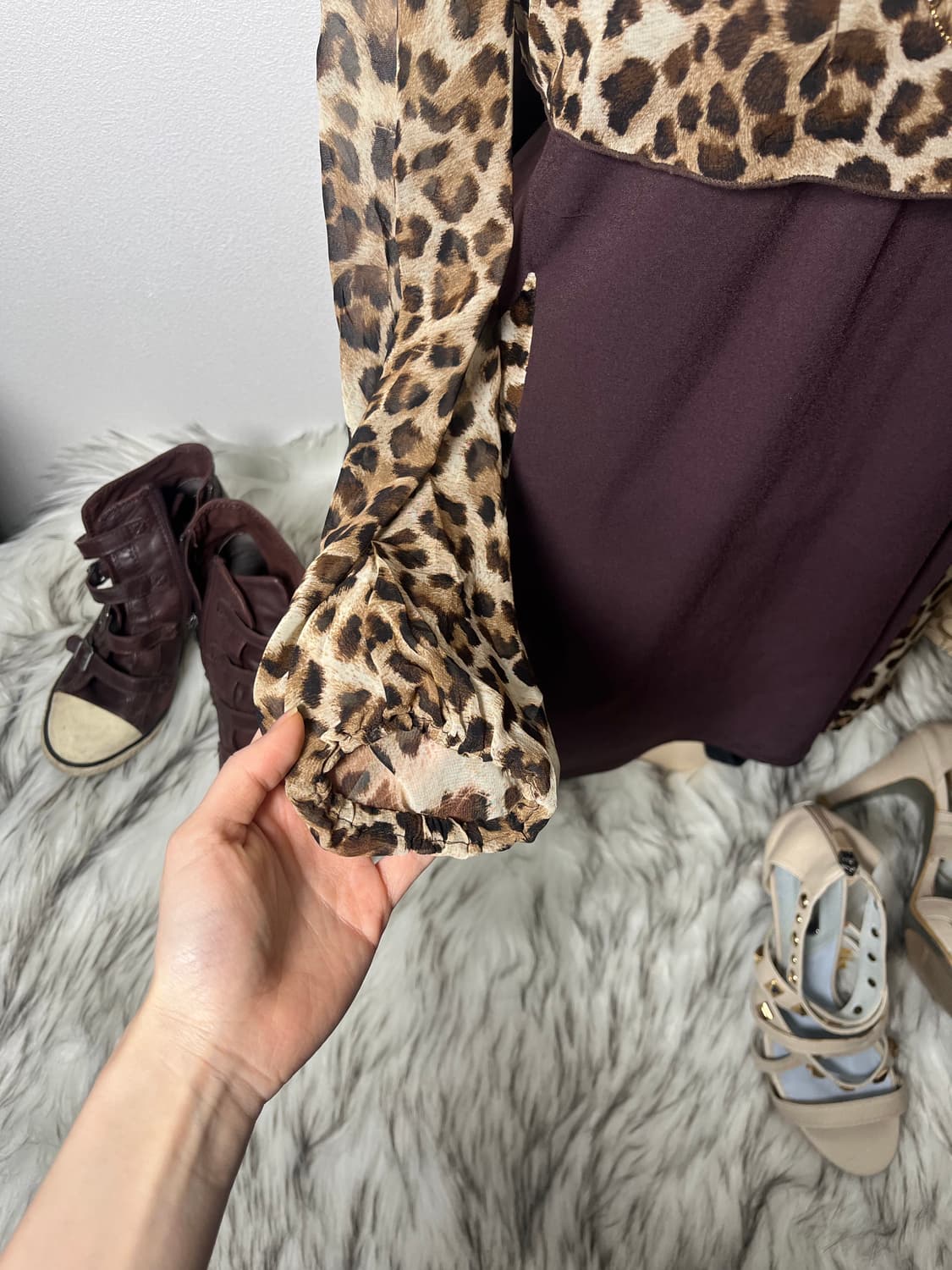 D.I.A 오프숄더 호피 긴팔 원피스 상품이미지4