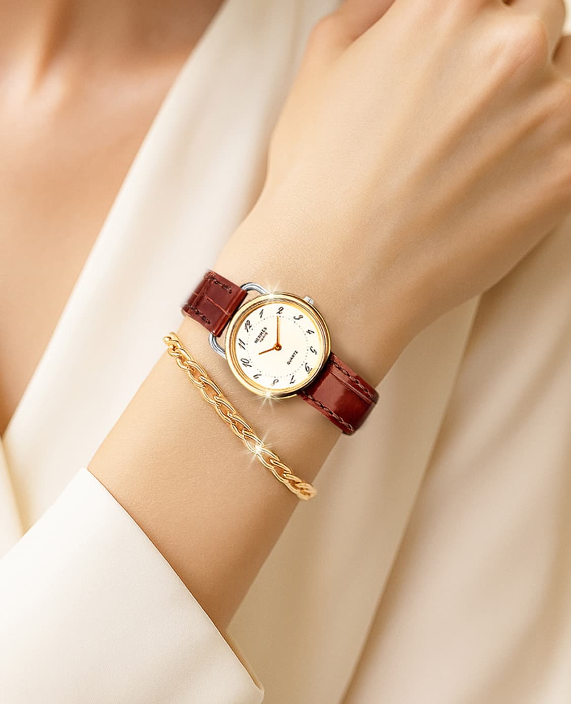 에르메스 아쏘(HERMES ARCEAU) 여성용 악어 가죽 시계 상품이미지8