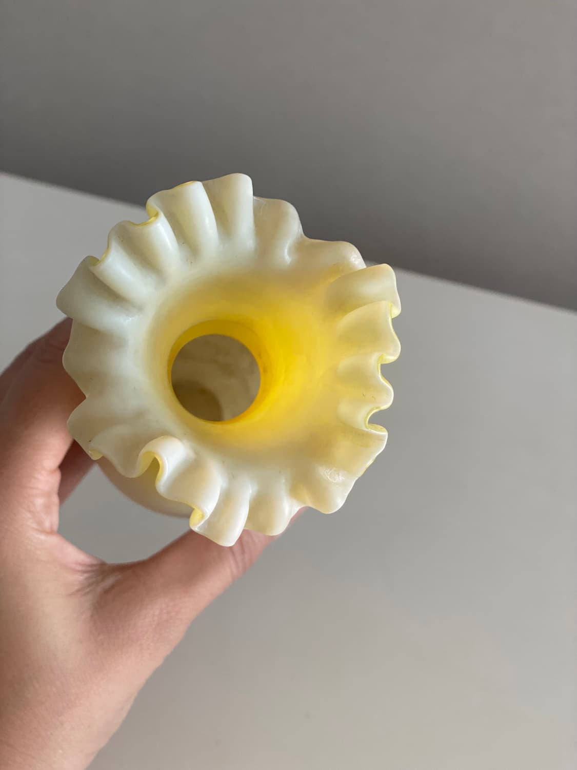 일본 유리 화병 노란색 옐로우 빈티지 상품이미지5