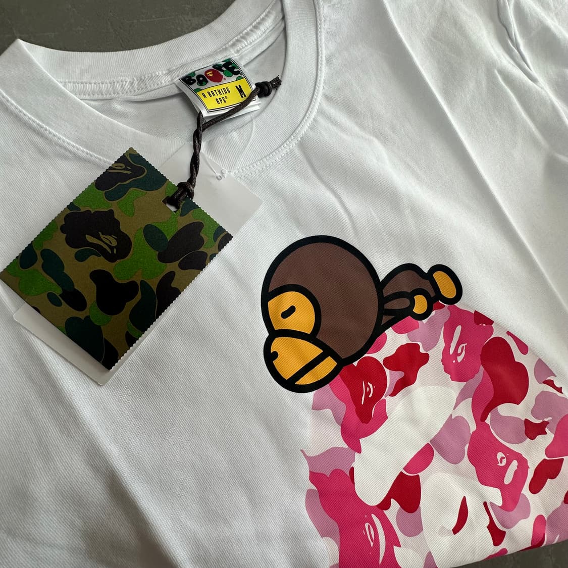 베이프 베이비 마일로 핑크 카모 반팔 화이트 상품이미지8