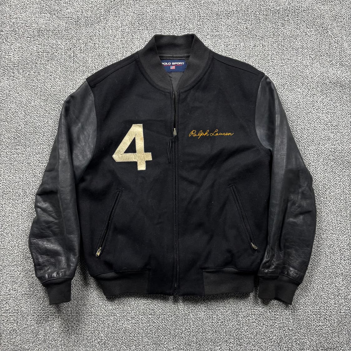 폴로 스포츠 00s RPL로고 카우 하이드 모직 바시티 자켓 상품이미지3