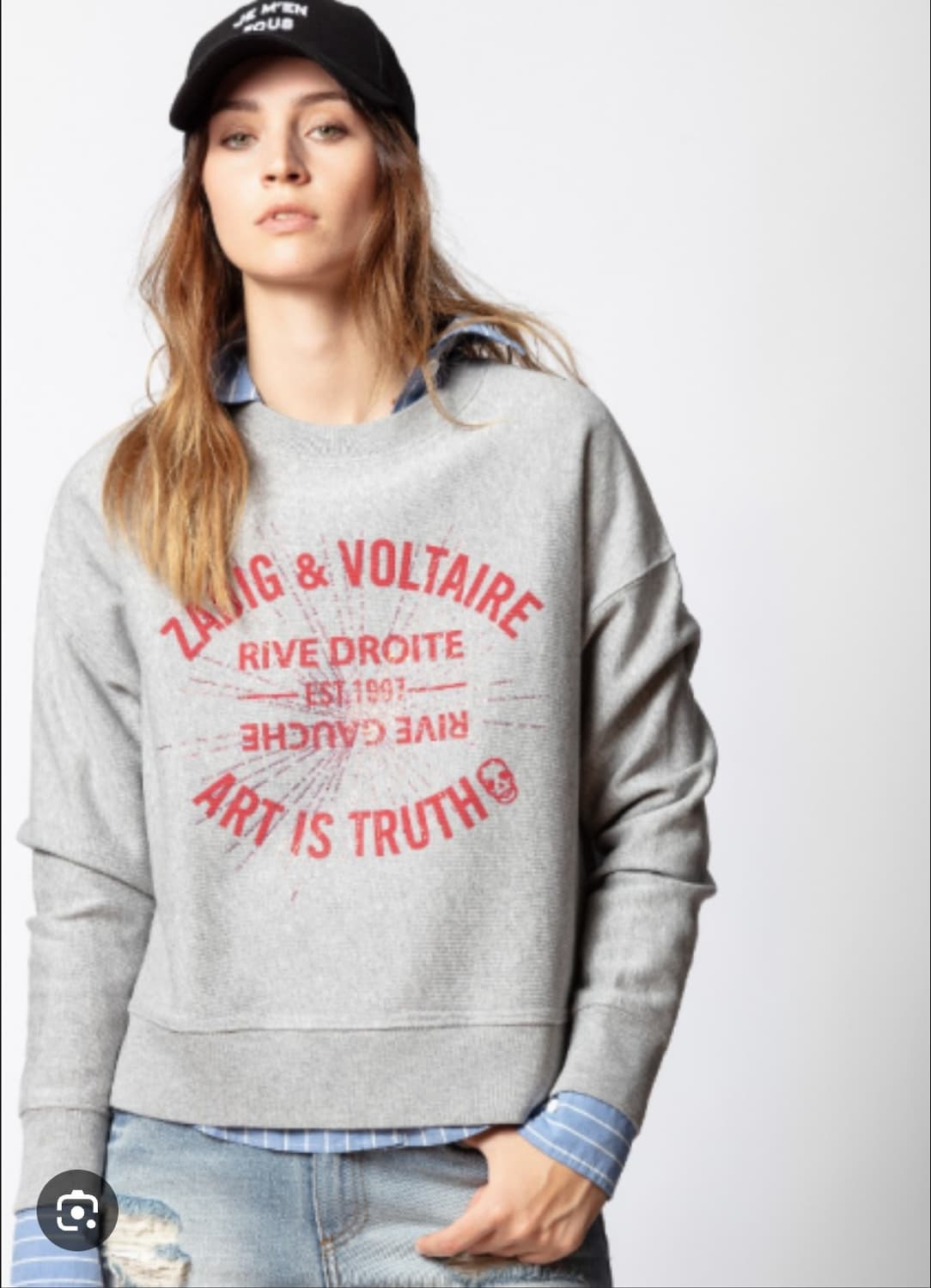 쟈딕앤볼테르 아트 그래픽 크롭 맨투맨 XS사이즈 상품이미지1