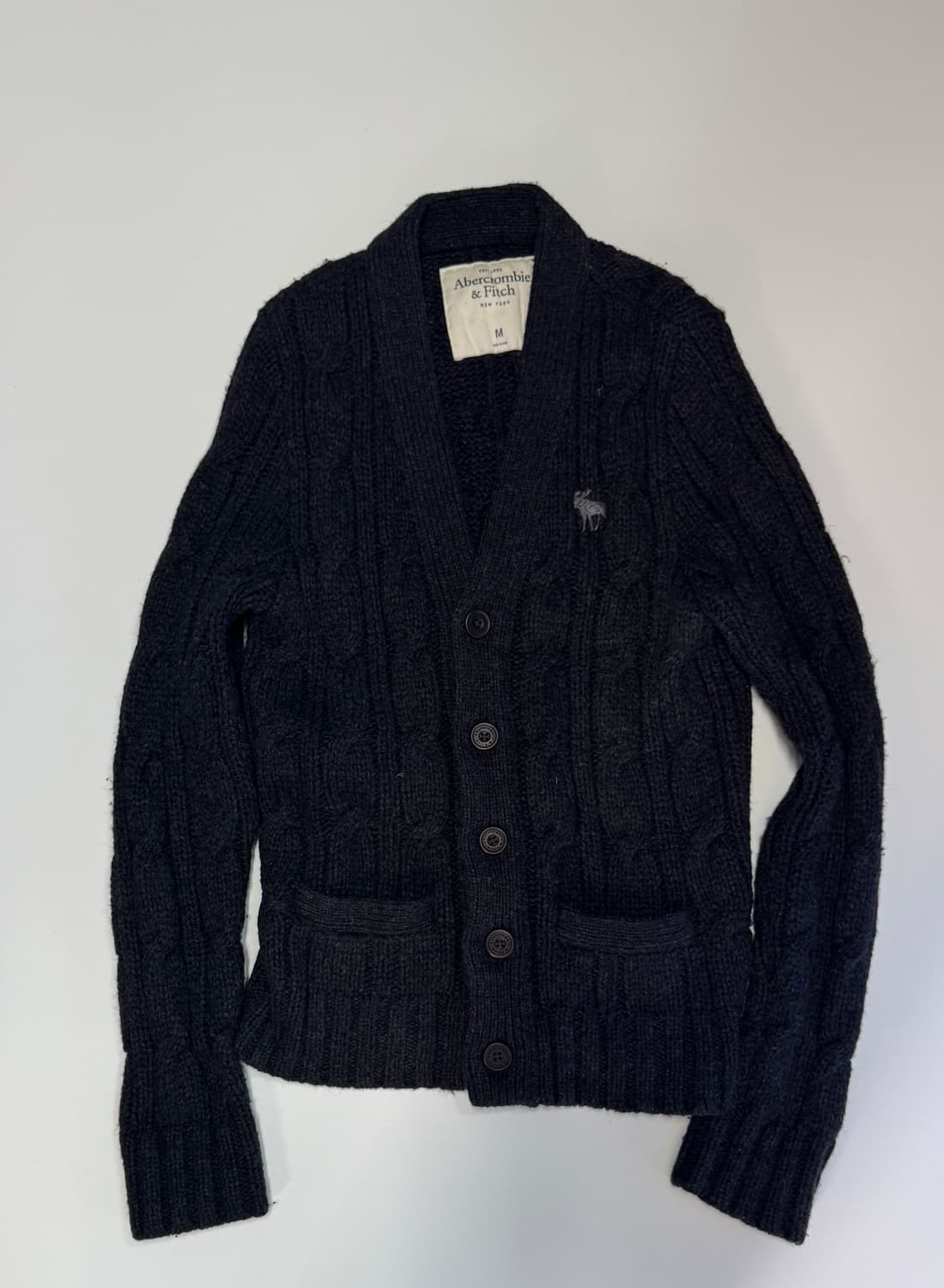 여성 아베크롬비 순록 로고 롱 니트 가디건 상품이미지1