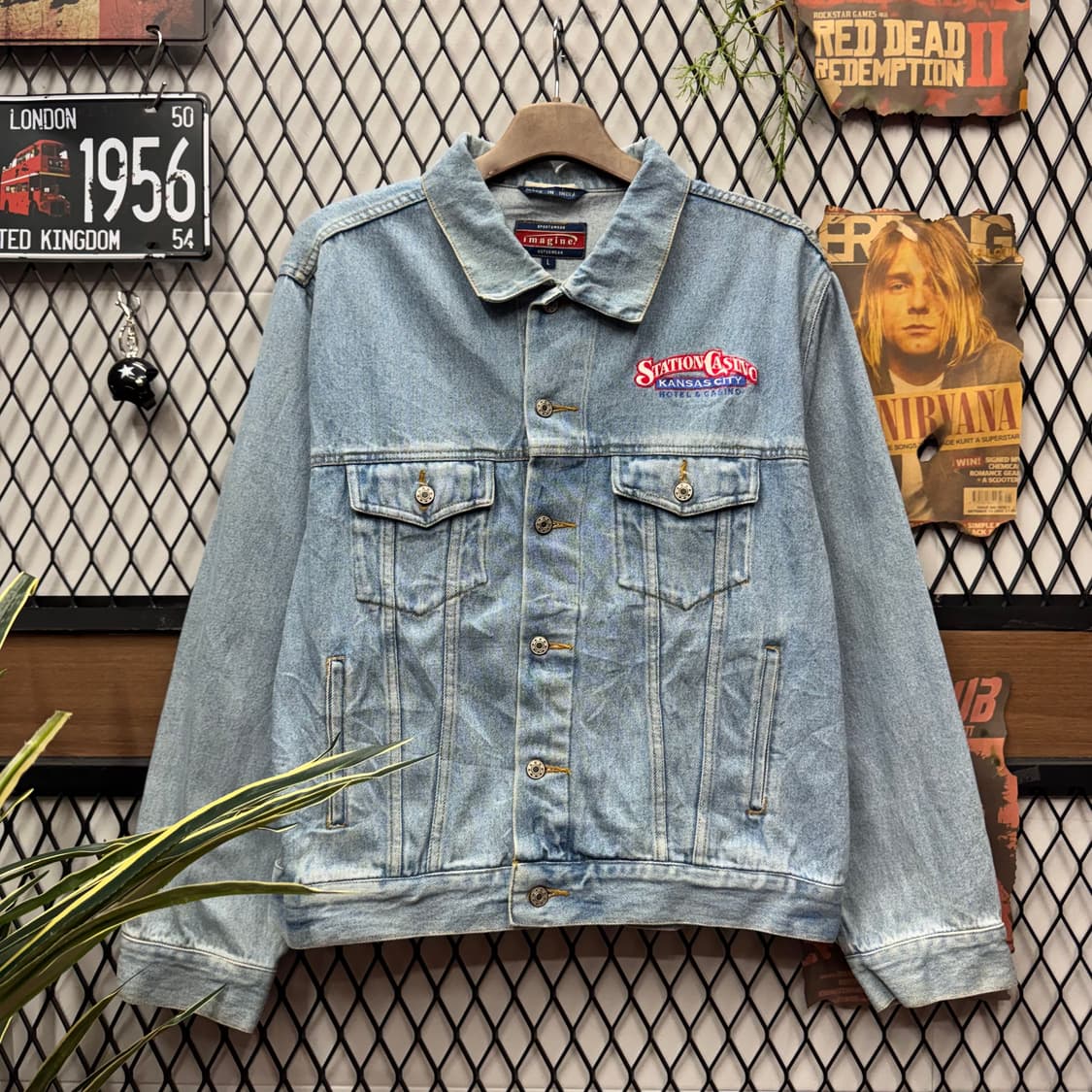 USA VINTAGE 데님 트러커 자켓 전후면 자수 로고 포인트 연청 상품이미지1