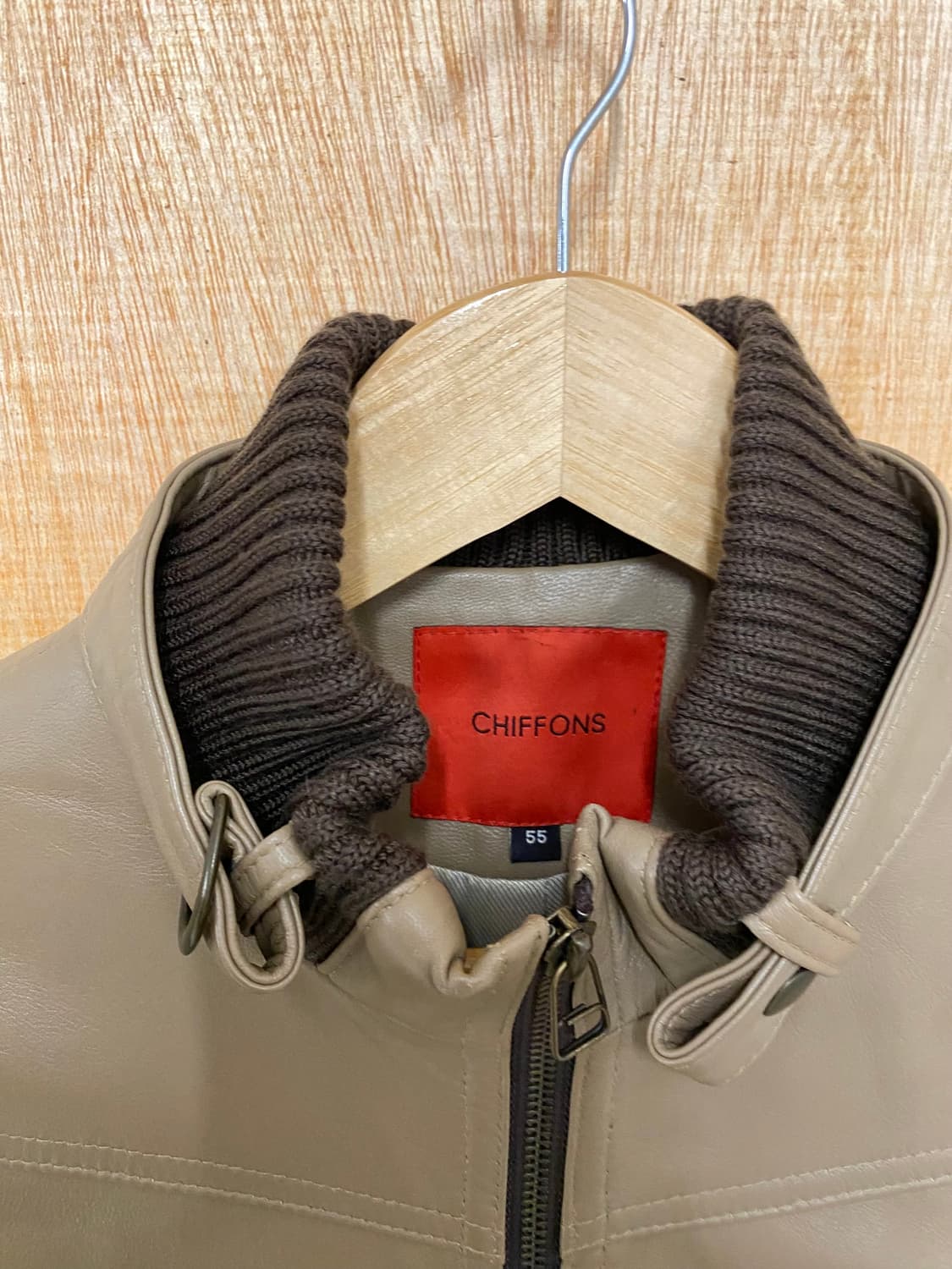 VTG leather rider jacket 레더 니트 배색 라이더 자켓 상품이미지6