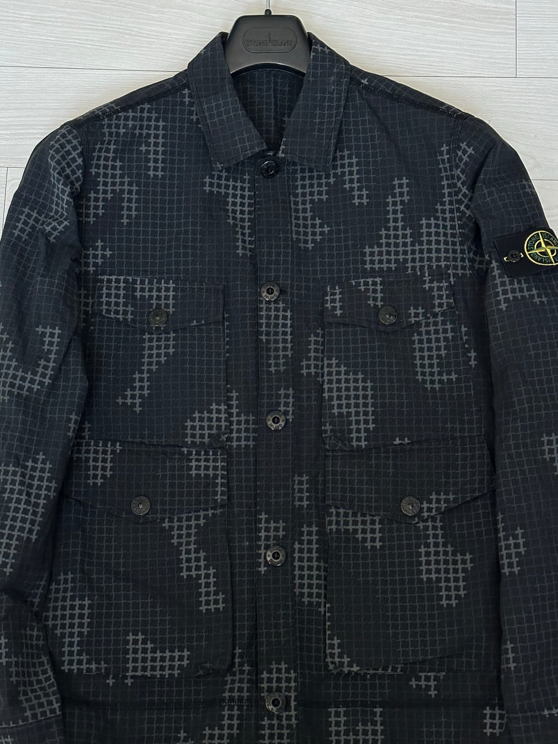 스톤아일랜드 체크 그리드 카모 자켓 17fw M(100) 블랙 상품이미지3