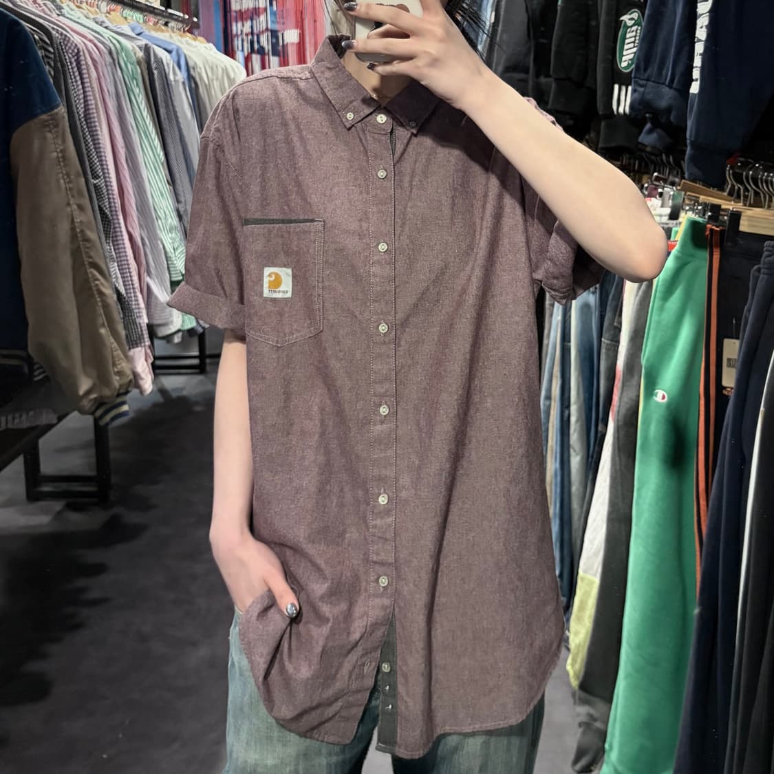 [IM] Carhartt 칼하트 반팔 셔츠 버건디 상품이미지3