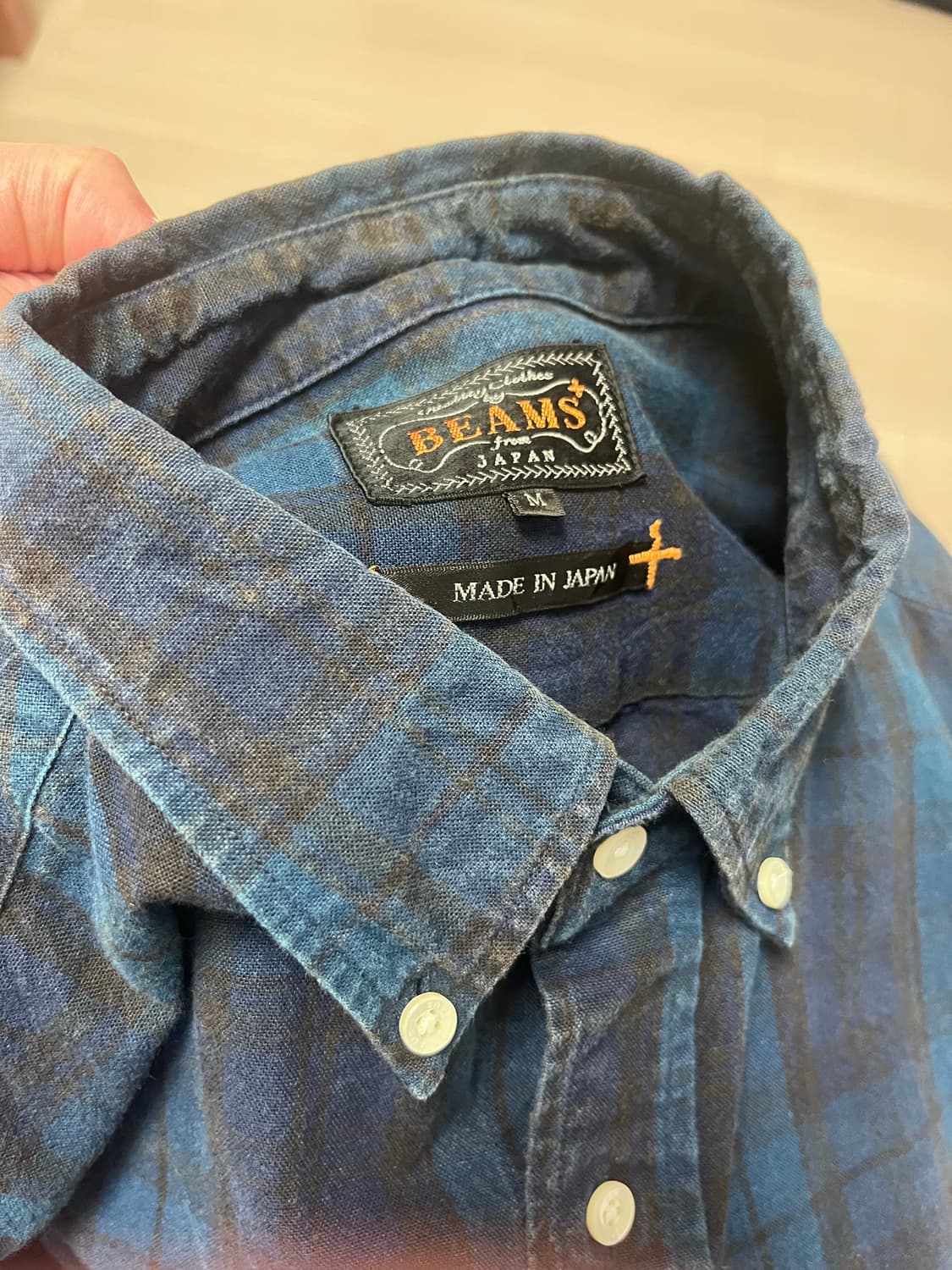 빔즈 플러스 네이비 체크 셔츠 상품이미지3