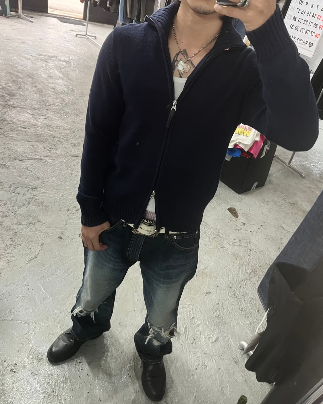 vtg high neck knit zip up (2way zip) 상품이미지2