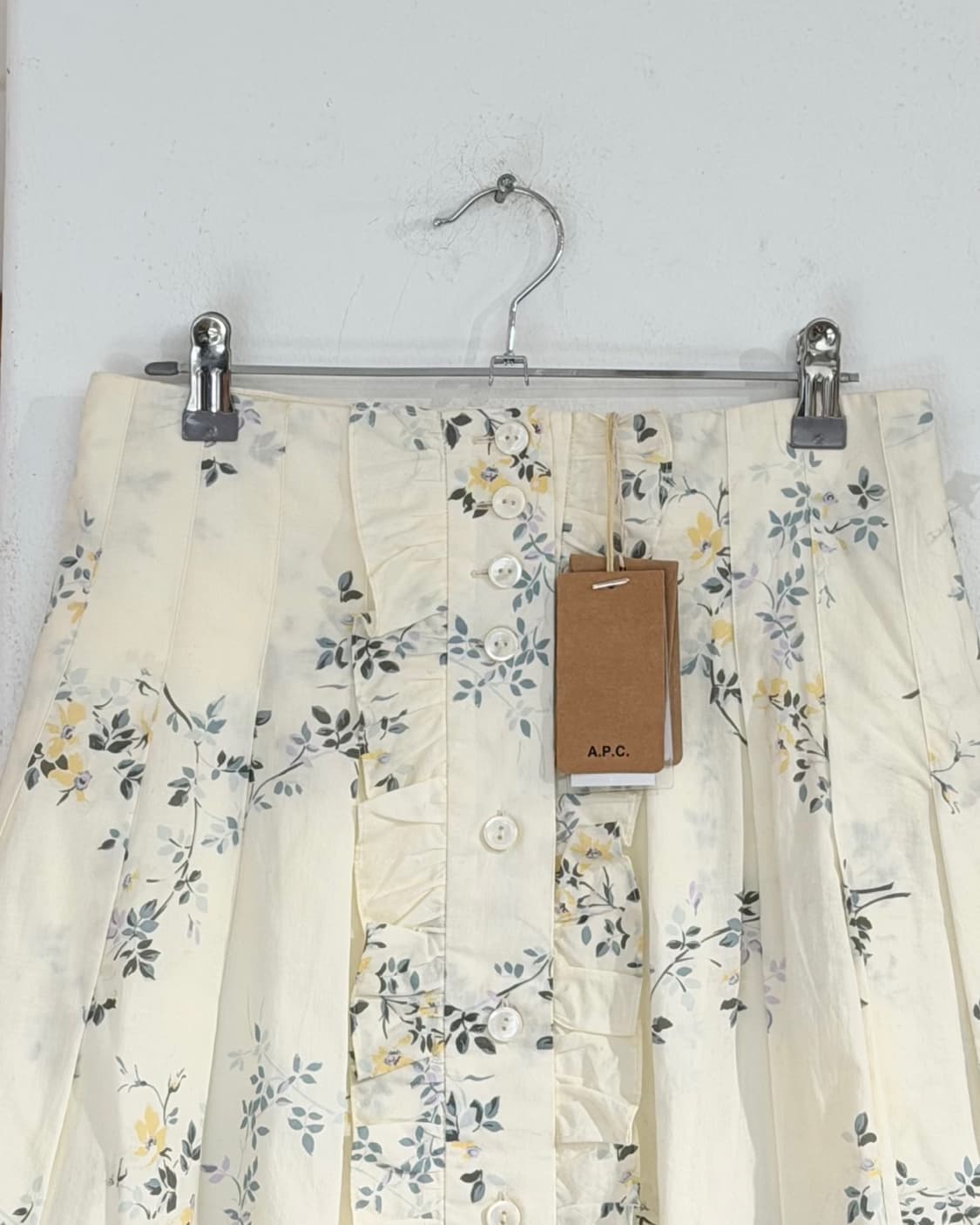 아페쎄 아이보리 플로럴 플리츠 프릴 미니 스커트 상품이미지2