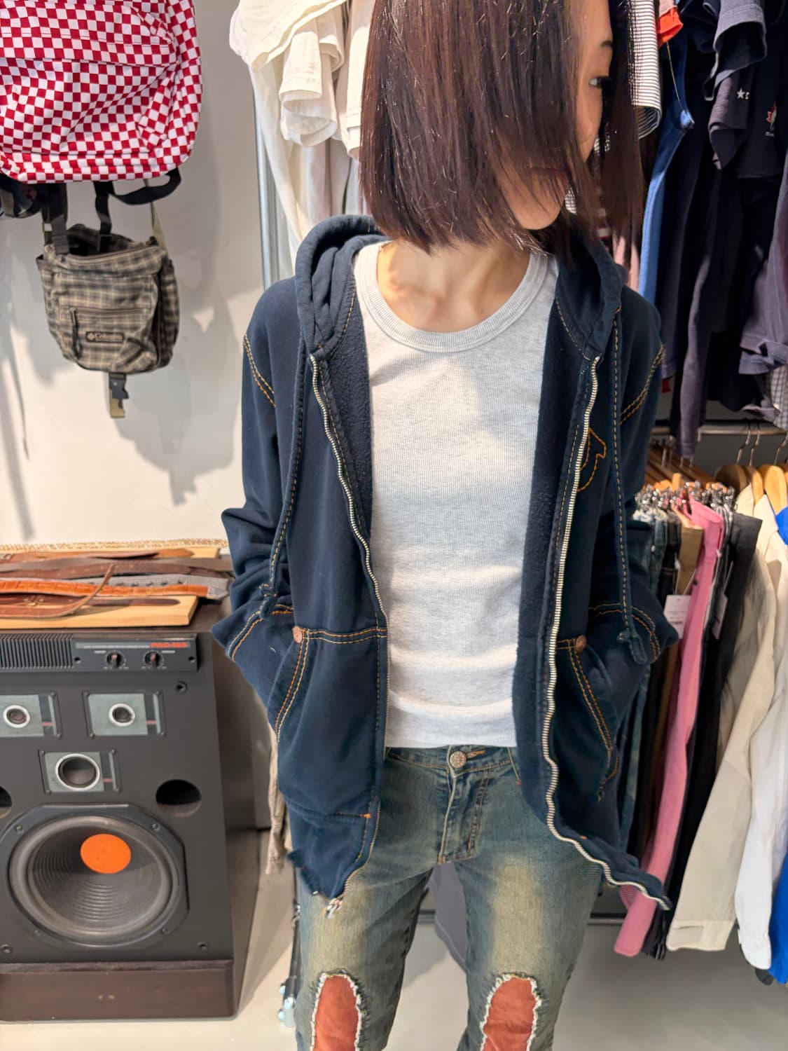 True Religion 스티치 집업 후드 L 상품이미지6