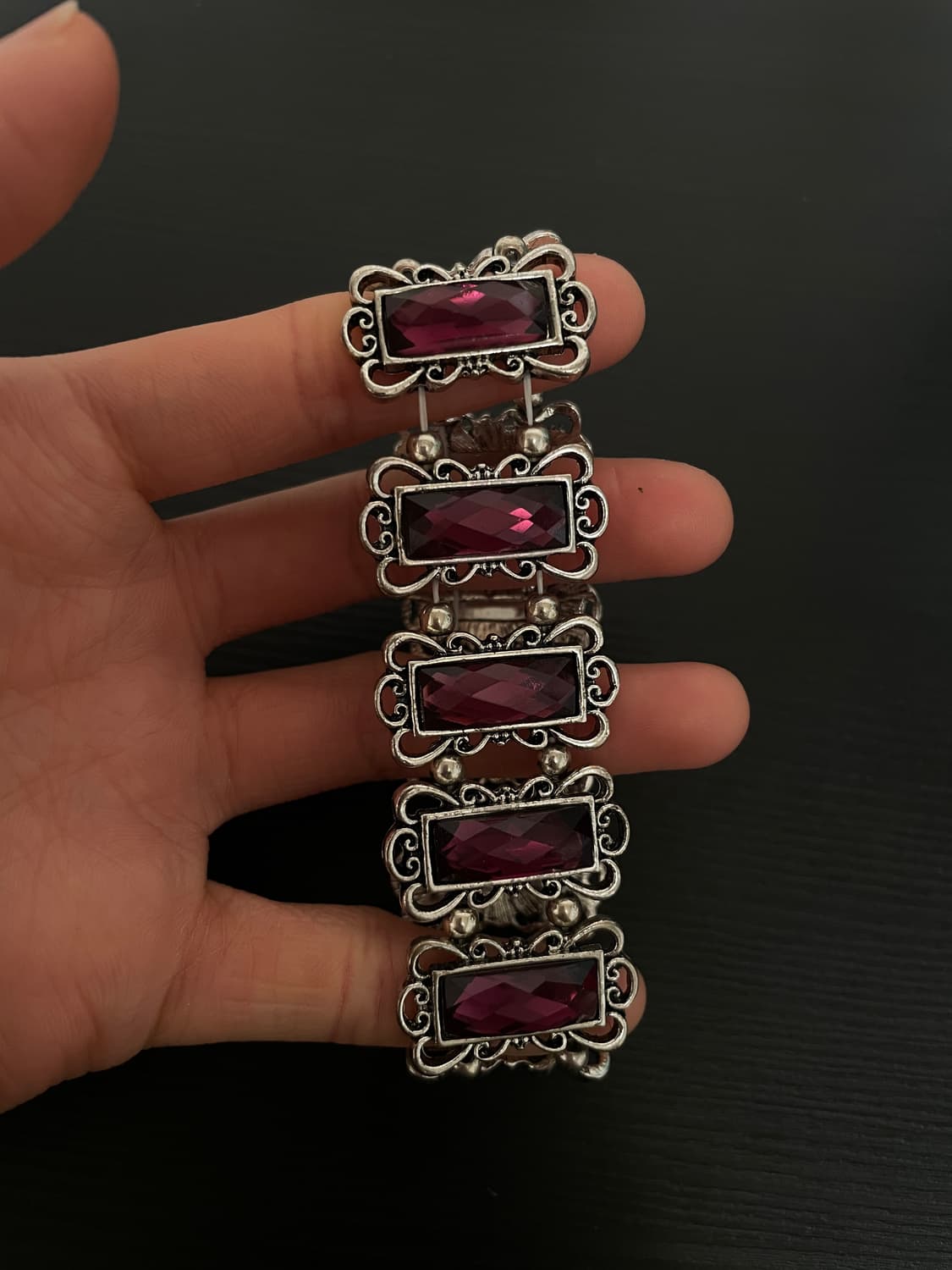 빈티지 고딕 퍼플 큐빅 팔찌 상품이미지3