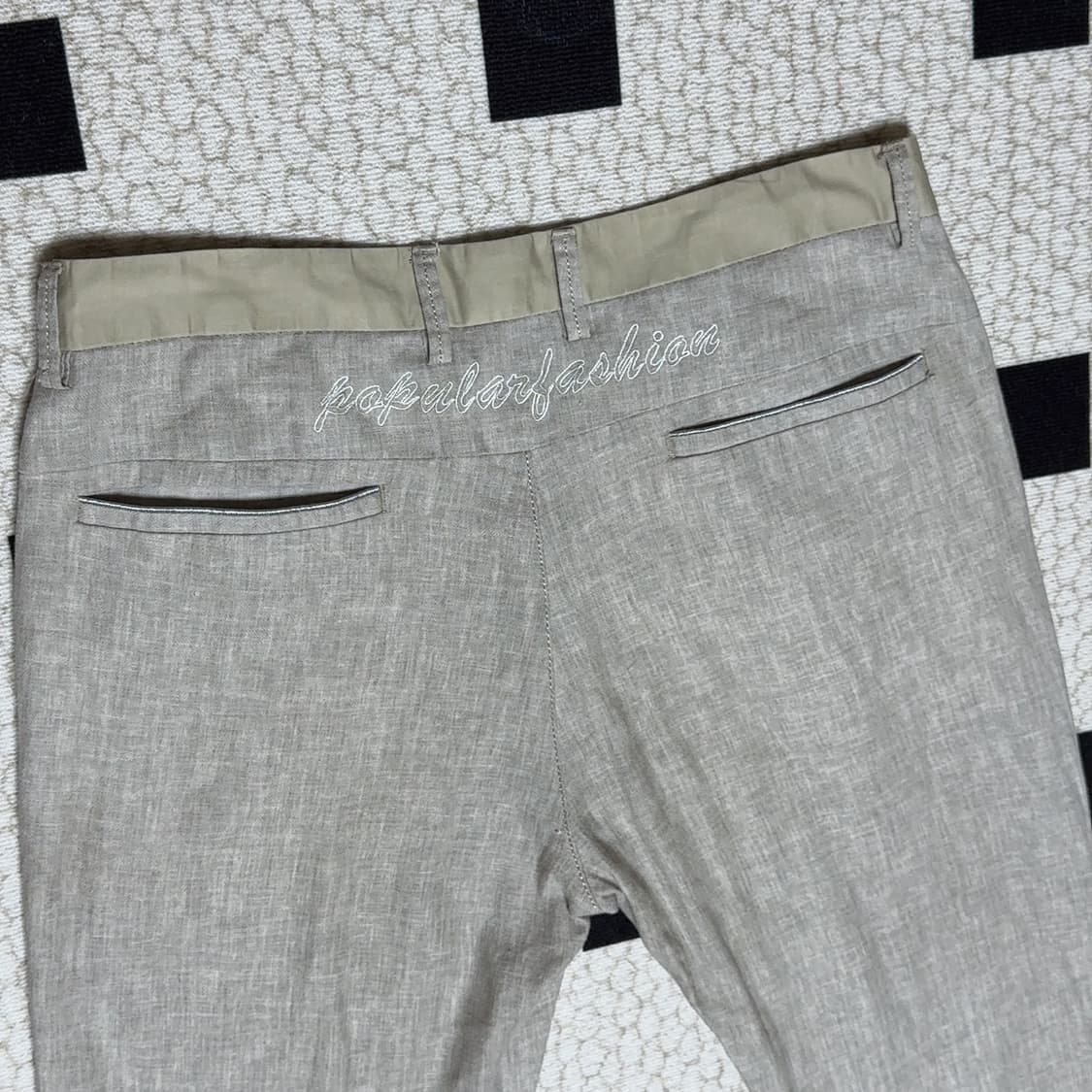 빈티지 그레이 리넨 자수 바지 상품이미지3