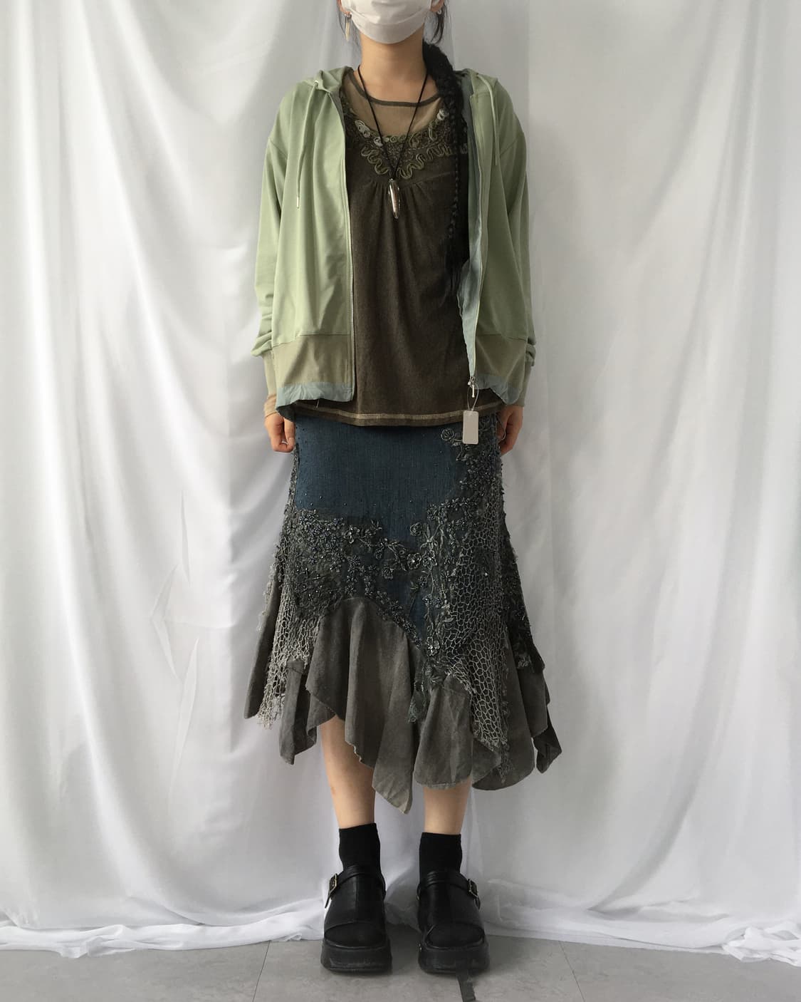 Lace trimming hood zip up 상품이미지9