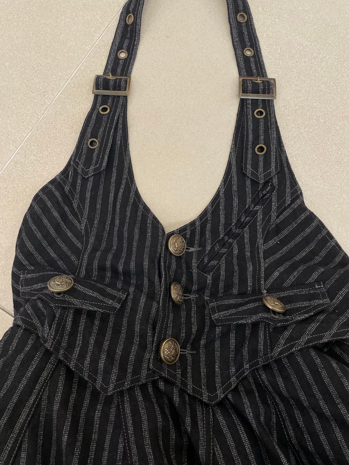 알곤퀸즈 스트라이프 멜빵 원피스 상품이미지2