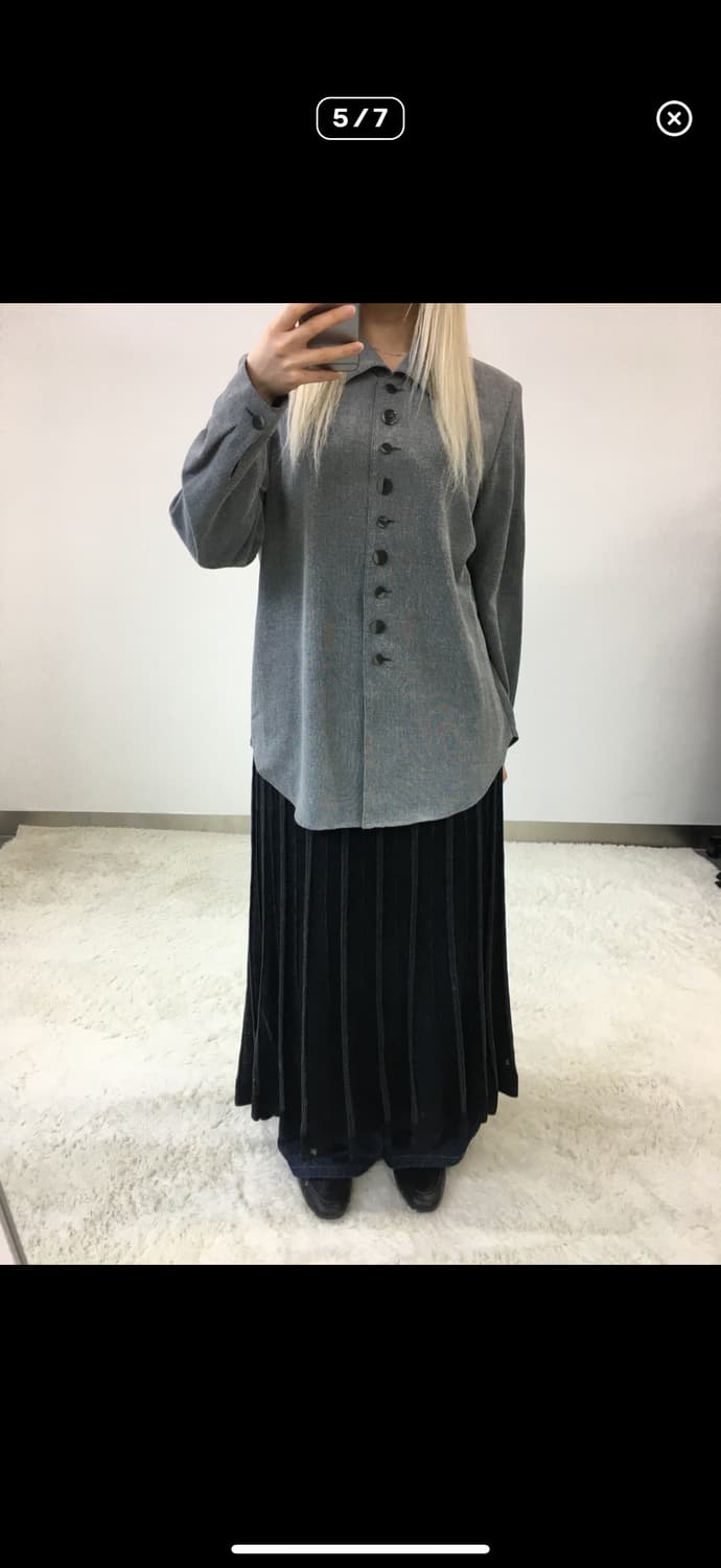일본 빈티지 그레이 버튼 셔츠 상품이미지4