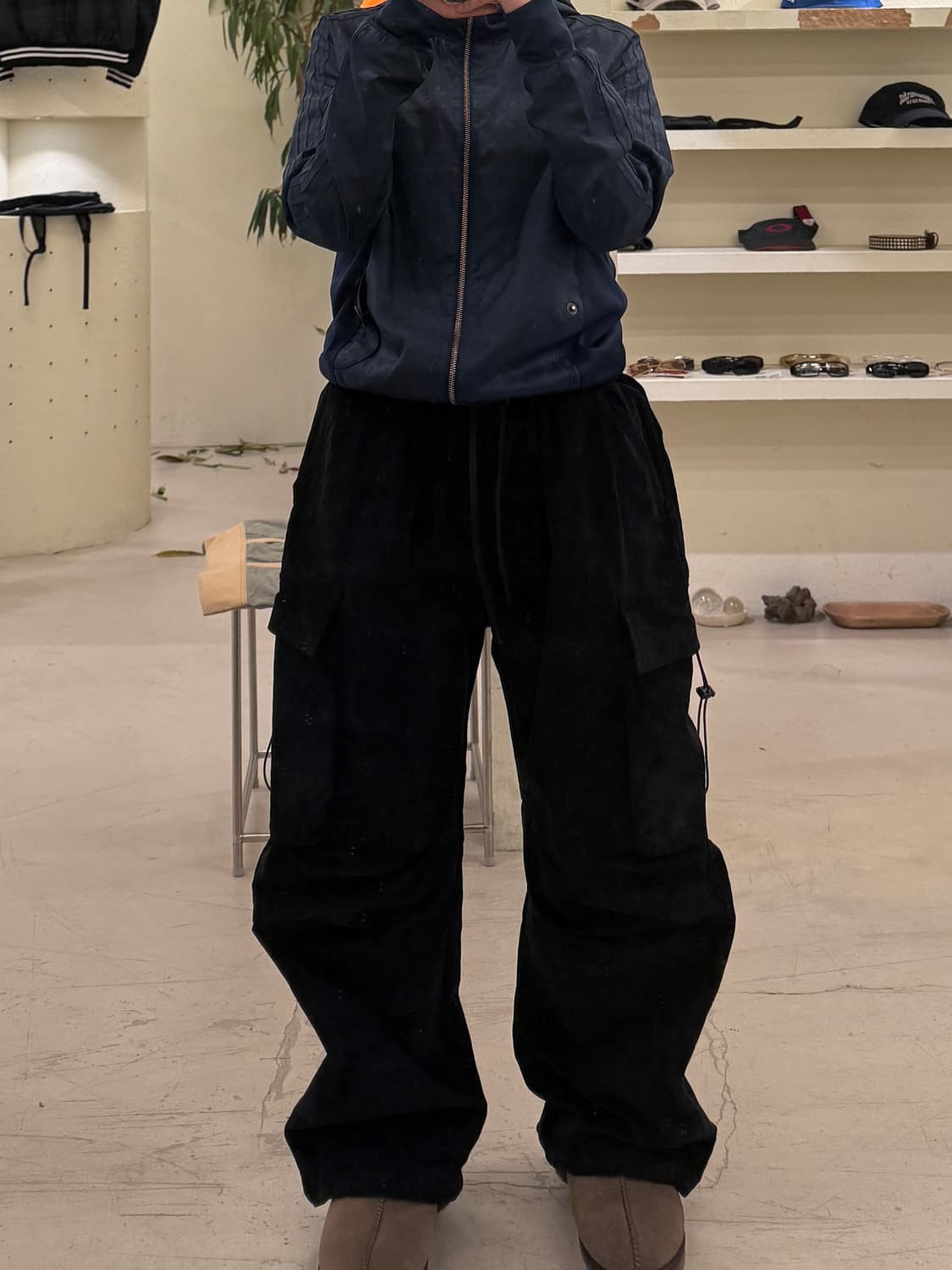 스트링 카고 팬츠 블랙 U544 상품이미지1