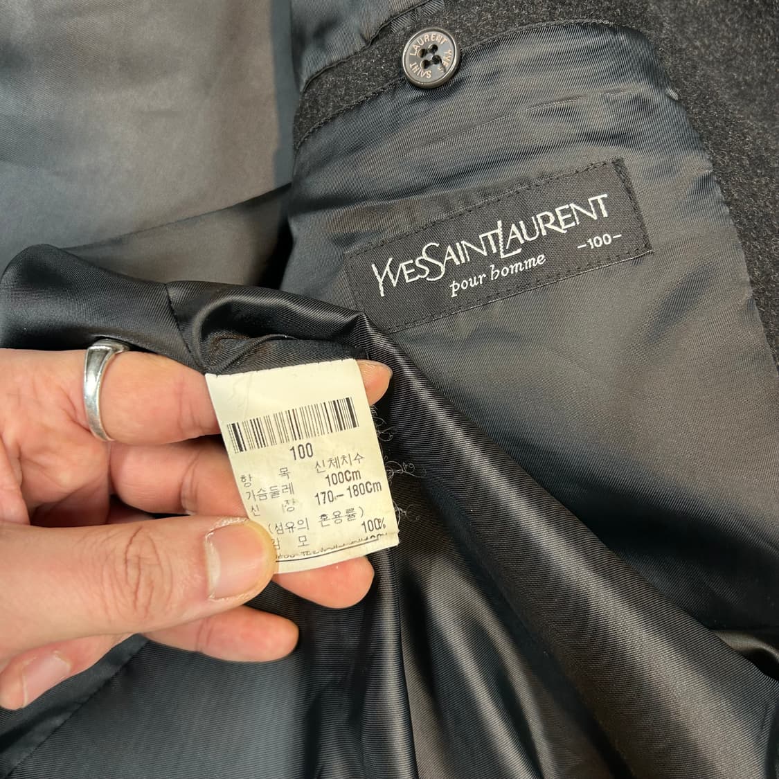 L) YSL 입생로랑 울 미디움 코트 자켓 블랙 상품이미지8