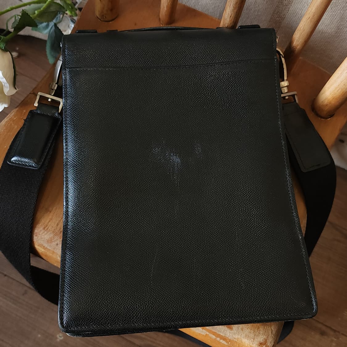 90s 발리 헤비레더 크로스백 사피아노 레더 메신져백 블랙 상품이미지6