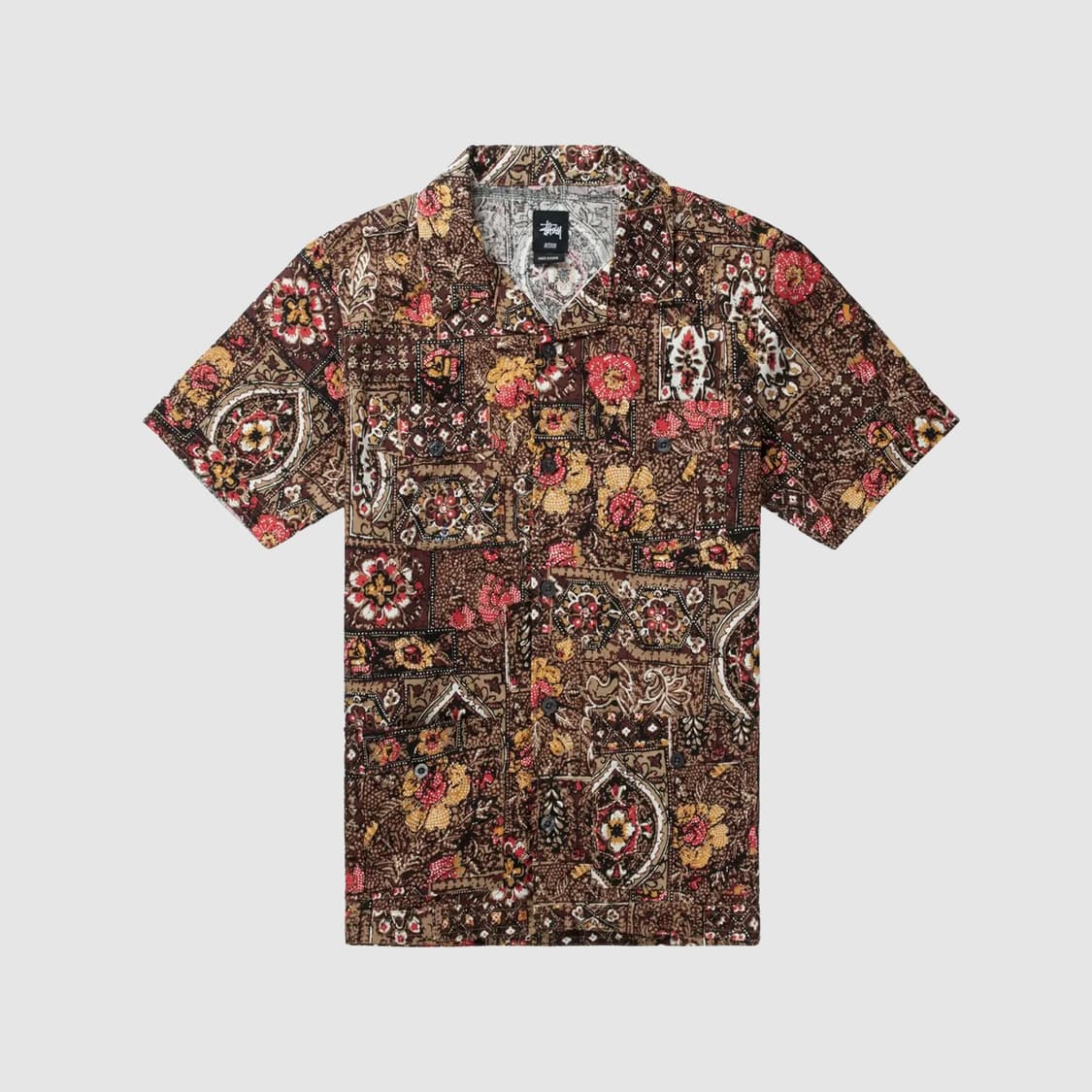 스투시 인도 셔츠 반팔셔츠 브라운  M 상품이미지1