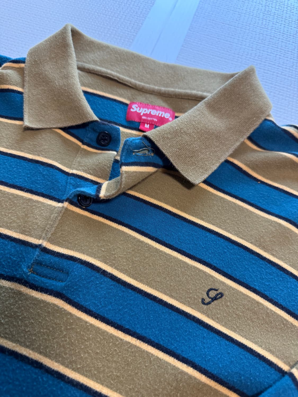 SUPREME Striped Polo Shirt (M) 상품이미지3