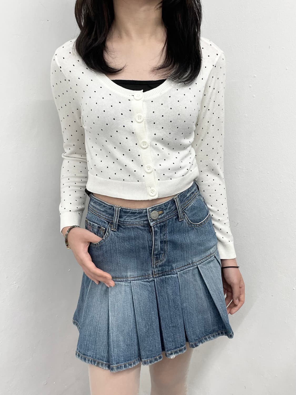 키치 데님 플리츠 스커트 상품이미지6