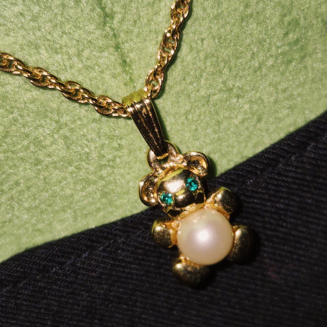 80s 프랑스 꾸레쥬 골드 테디베어 진주 목걸이 상품이미지6