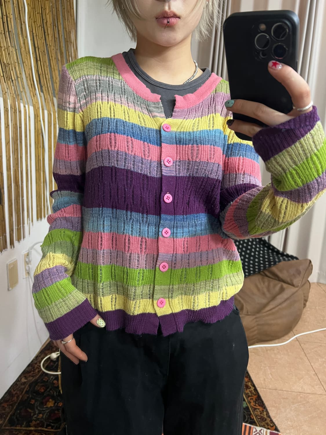 빈티지 여성 스트라이프 니트 가디건 상품이미지2
