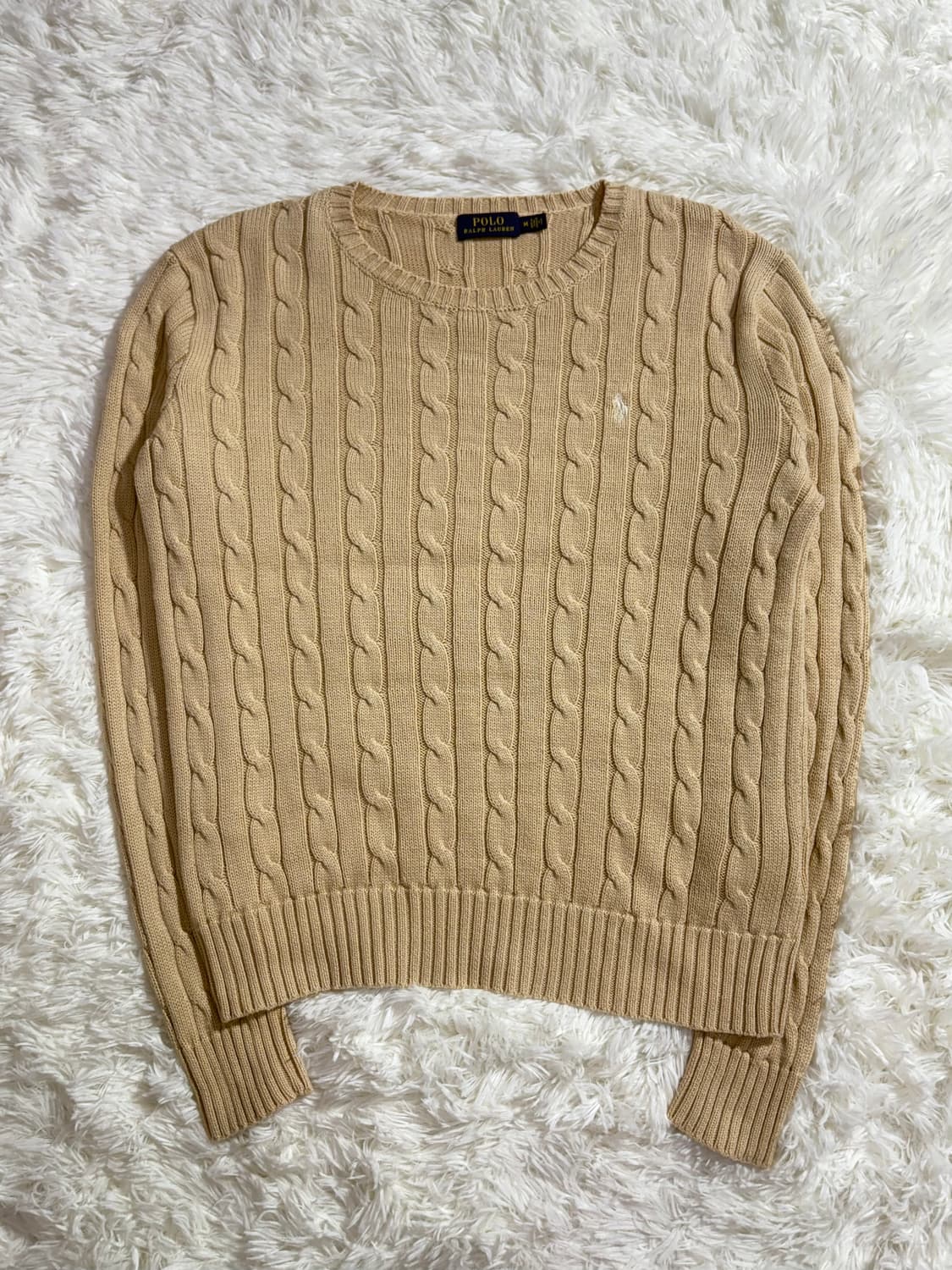 폴로 랄프로렌 베이지 화이트포니 꽈배기 니트  상품이미지4