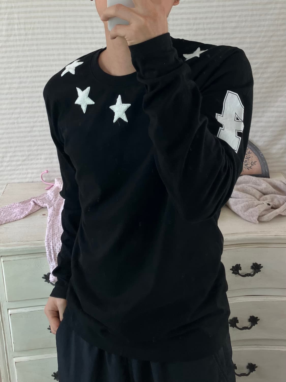 빈티지 스타 넥 라인 긴팔 752 y2k 스트릿 갸루 펑키 일본빈티지  상품이미지2