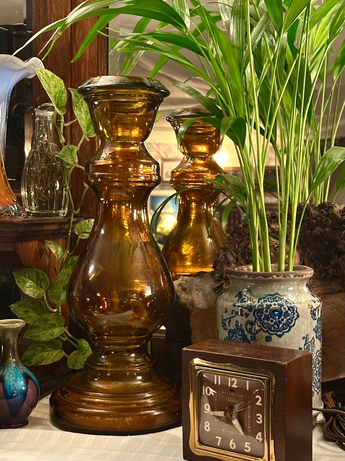 스페인 빈티지 리사이클 글라스 앰버 대형 화병 상품이미지2